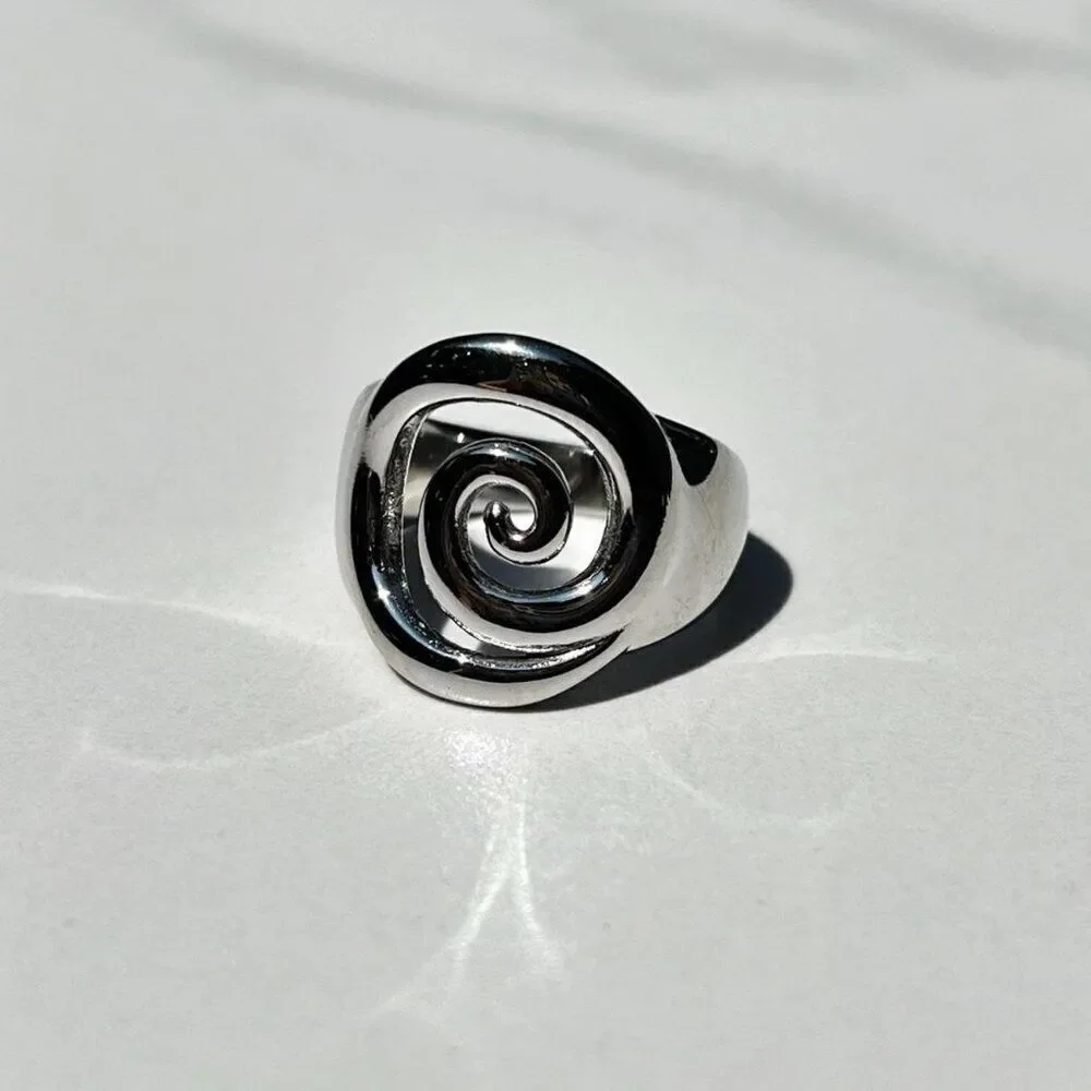 New! “Milos” Swirl Statement Silver Ring